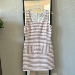 LOFT Pink and White Striped Mini Dress